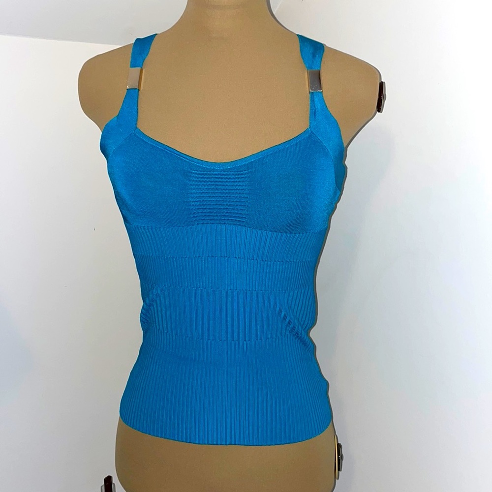 NEW WITH TAGS Elastic Bebe blue top